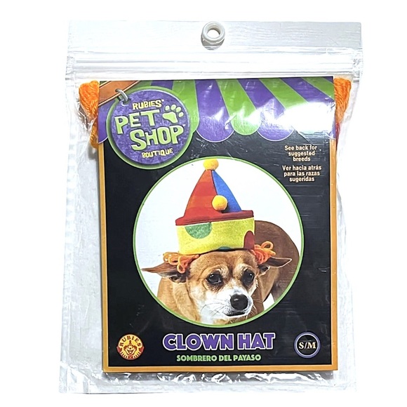 Rubies Pet Shop Boutique Dog Clown Collar & Hat Combo Costume NWT - Picture 2 of 9